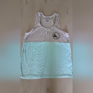 Reel Legends Women's Heather Gray And Light Green Rayon Tank Top Size Medium